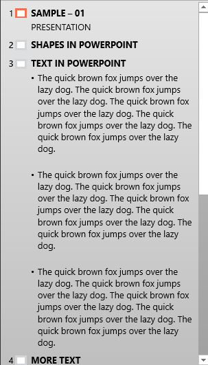 Outline pane Outline pane