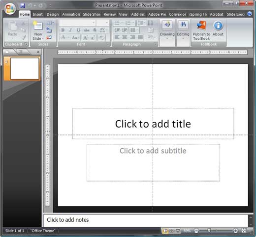 PowerPoint 2007 interface PowerPoint 2007 interface