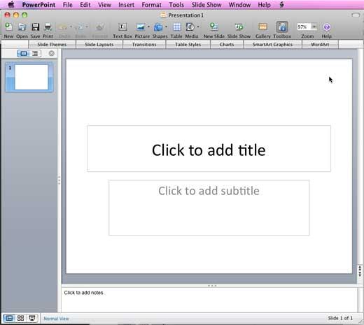 PowerPoint 2008 interface