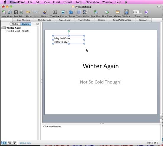 Text you type in text boxes does not show in the Outline pane