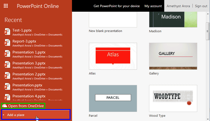 Add a place option within Presentation Gallery Add a place option within Presentation Gallery