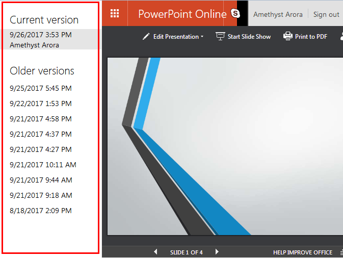 Select a previous version