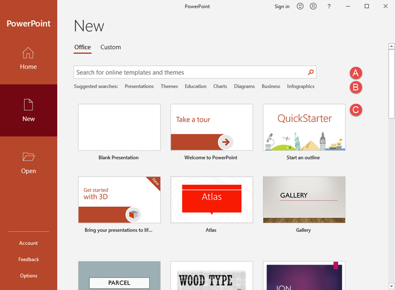 PowerPoint 365 for Windows Presentation Gallery