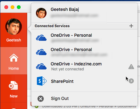 Account window Account window