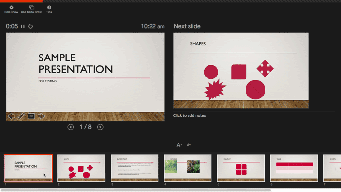 Presenter view in PowerPoint 2016 for Mac Presenter view in PowerPoint 2016 for Mac