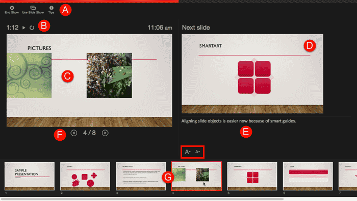 Presenter View interface Presenter View interface