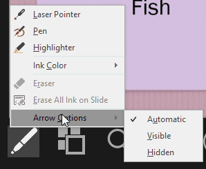 Contextual menu in Presenter view Contextual menu in Presenter view