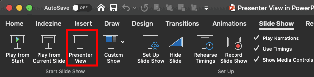 Presenter View button Presenter View button