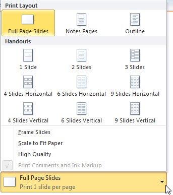Slide and Handout layouts