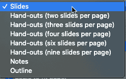 Print Layout drop-down list