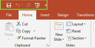 Quick Access Toolbar (or QAT)