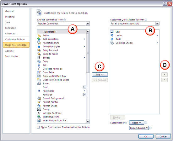 PowerPoint Options dialog box