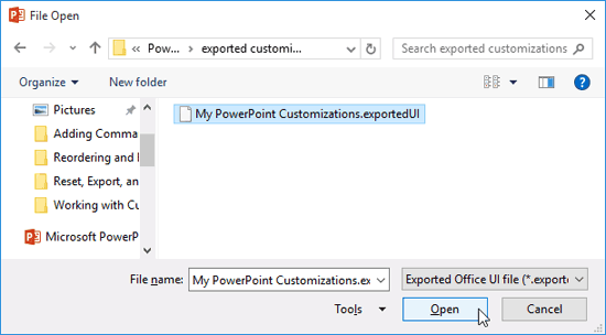 File Open dialog box File Open dialog box