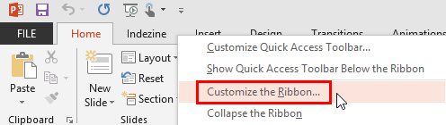 Customize the Ribbon option