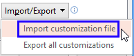 Import customization file option to be selected