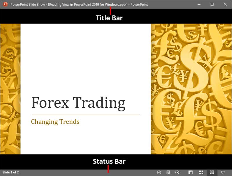 Reading view in PowerPoint 2019 for Windows