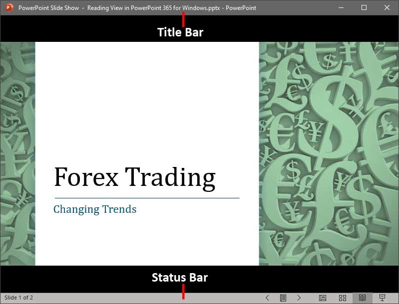 Reading view in PowerPoint 365 for Windows