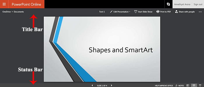 Reading view in PowerPoint Online Reading view in PowerPoint Online