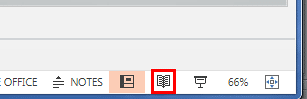 Reading view button on the Status bar Reading view button on the Status bar