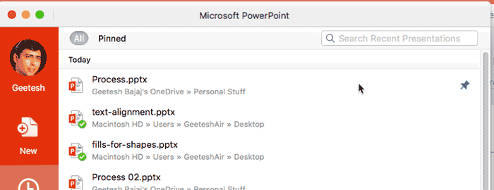 Click the pushpin to add to top of list