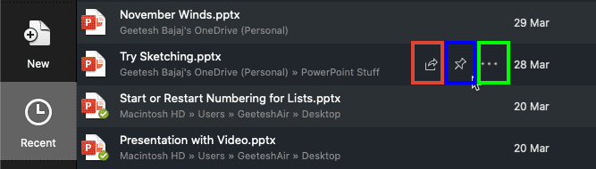 Hover to see the pushpin icon