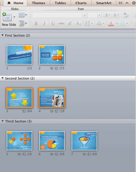 Presentation opened within the Slide Sorter view Presentation opened within the Slide Sorter view