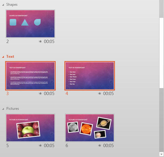 Presentation opened within the Slide Sorter view Presentation opened within the Slide Sorter view