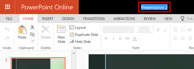 Select the presentation name Select the presentation name