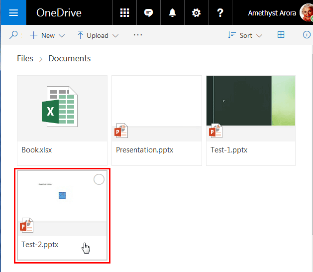 Presentation renamed within OneDrive Presentation renamed within OneDrive