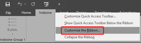 Customize the Ribbon option
