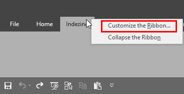 Customize the Ribbon option