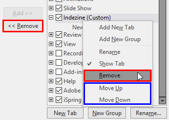Remove the selected tab