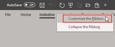 Customize the Ribbon option