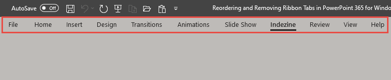 Ribbon tab reordered