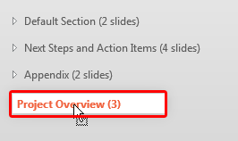 Section being dragged to its new position