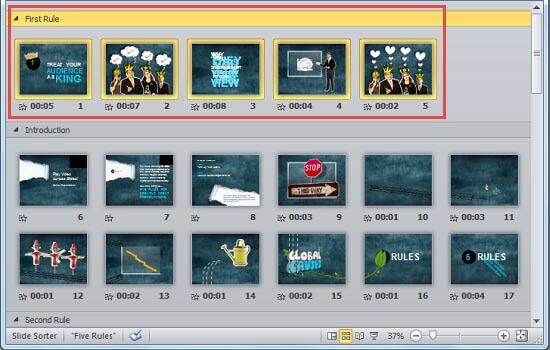 Result of selecting Move Section Up option Result of selecting Move Section Up option