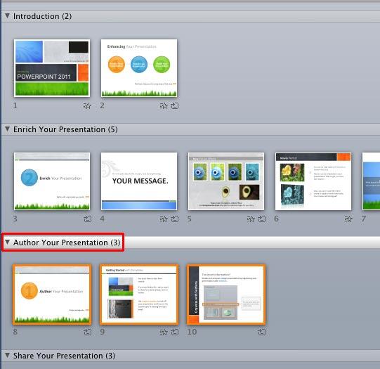 Result of selecting Move Section Down option Result of selecting Move Section Down option