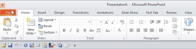 Ribbon tab reordered
