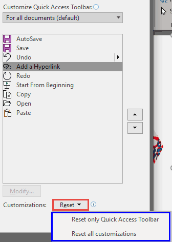 Reset drop-down menu Reset drop-down menu