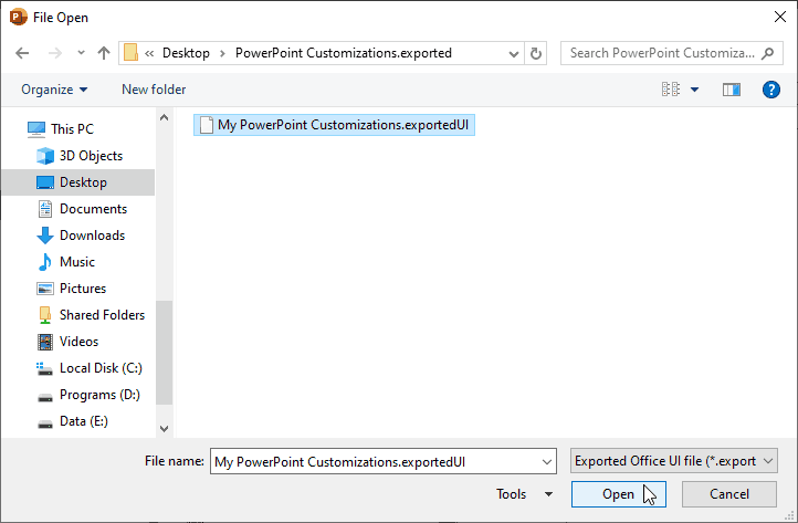 File Open dialog box