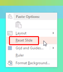 Reset Slide option within context menu Reset Slide option within context menu