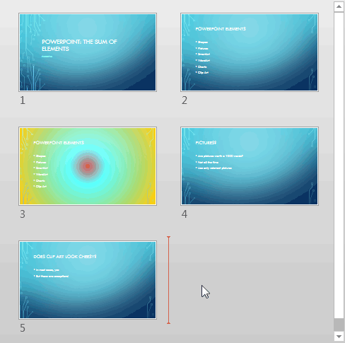 Slide is reset to its default settings Slide is reset to its default settings