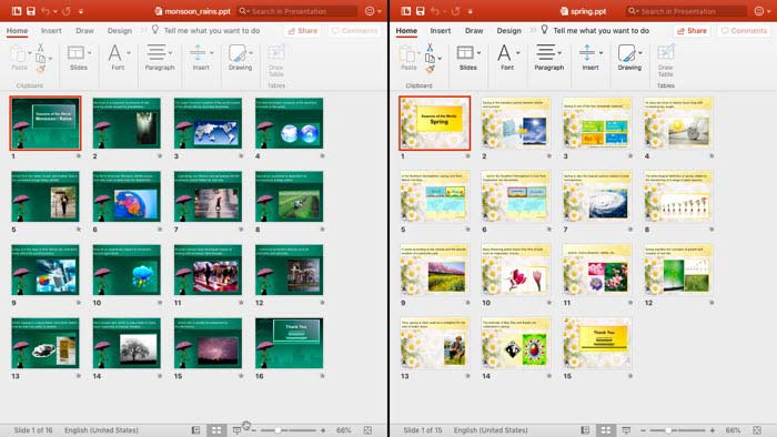 Both presentations in Slide Sorter view Both presentations in Slide Sorter view