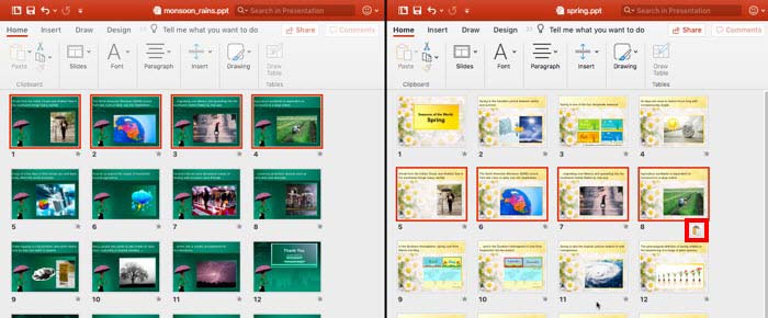 Slides placed within the destination presentation Slides placed within the destination presentation
