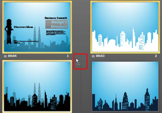 Slides being dragged Slides being dragged