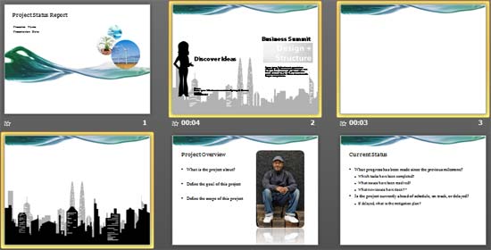 Slides placed within the destination presentation