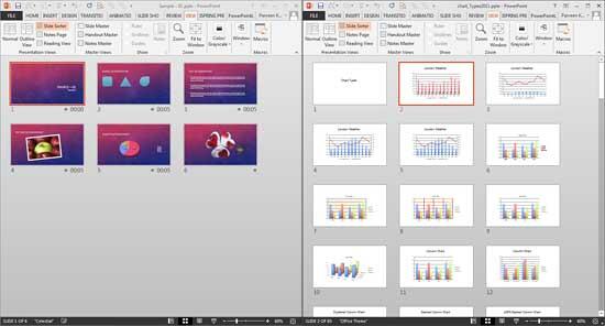 Both presentations in Slide Sorter view Both presentations in Slide Sorter view