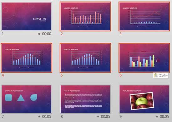 Slides placed within the destination presentation Slides placed within the destination presentation