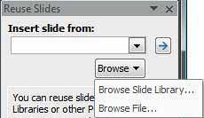 Reuse Slides task pane options