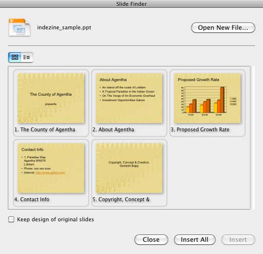 Slides in Slide Finder dialog box Slides in Slide Finder dialog box